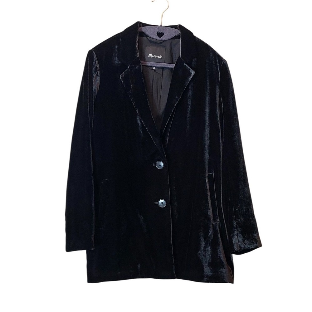 Madewell Dorsett Blazer Black Velvet Two Button Jacket XS ECH Womens